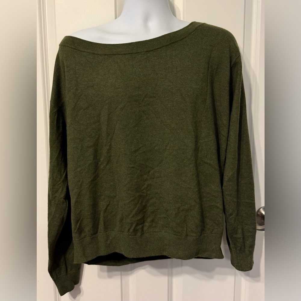 Olive Off-the-Shoulder Sweater